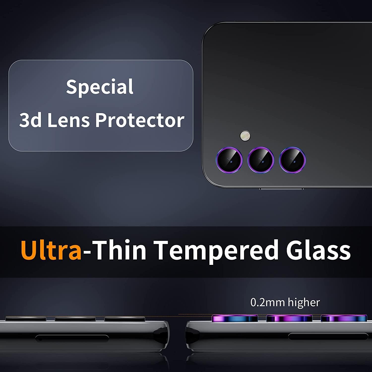 Zeking [2 Pack] for Samsung Galaxy A54 Camera Lens Protector, 9H Tempered Glass Camera Cover Protector Metal Individual Ring for Galaxy A54 5G [Installation Tray Alignment Kit](Colorful)