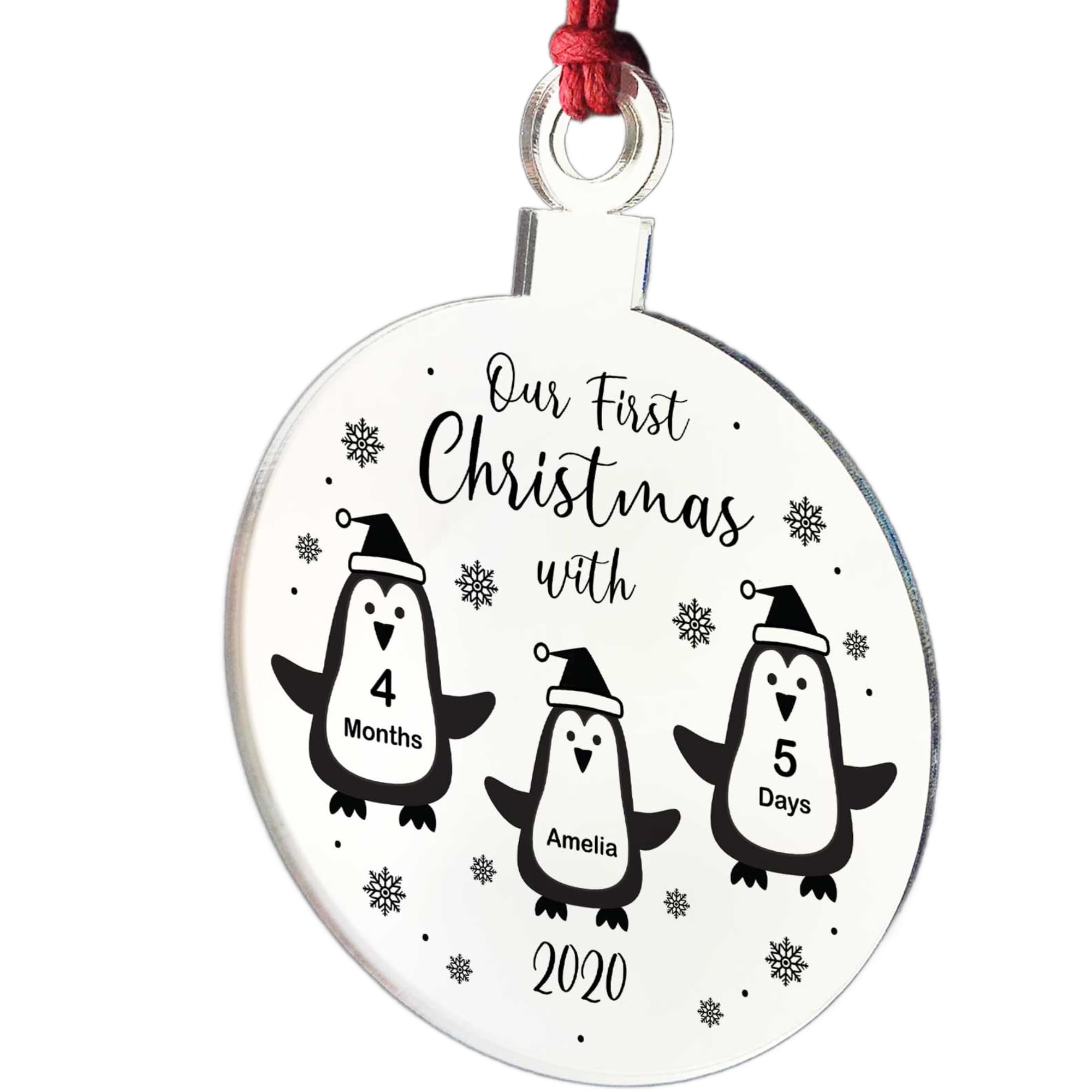 Our First Christmas With New Baby Gift Personalised Engraved Christmas Bauble Gift