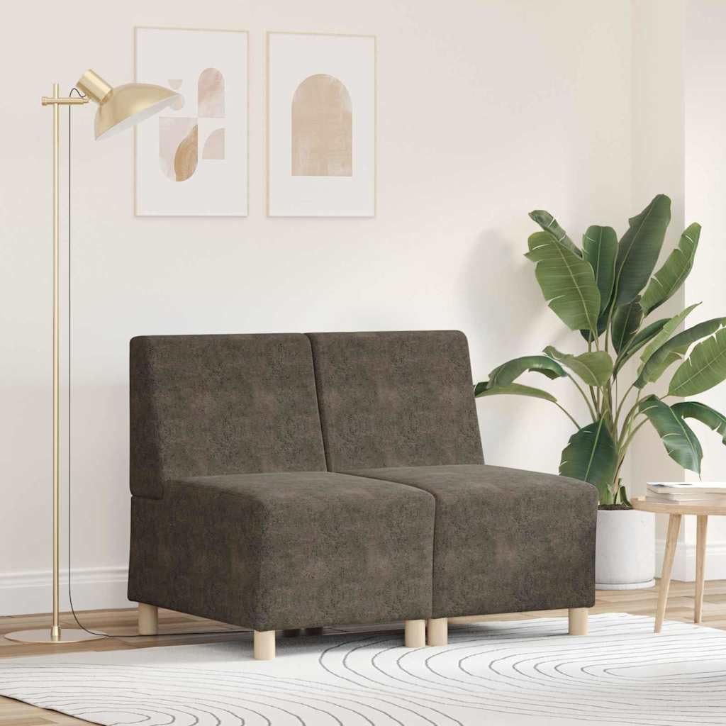 Sofá modular sin brazos, 2 piezas, gris oscuro, 55 x 74 x 82 cm, ante sintético, marco de madera contrachapada, muebles de salón, duradero, capacidad de 110 kg