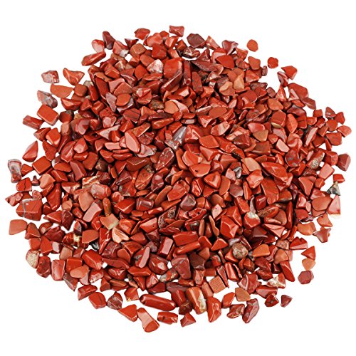 Shanxing 1lb/460g Natural Red Jasper Crystal Tumbled Chips Stones Bulk, Reiki Healing Crystals Crushed Stone Pieces Small Decorative Red Stones for Vase Fish Tank Garden Plant Pot Crafts Decor