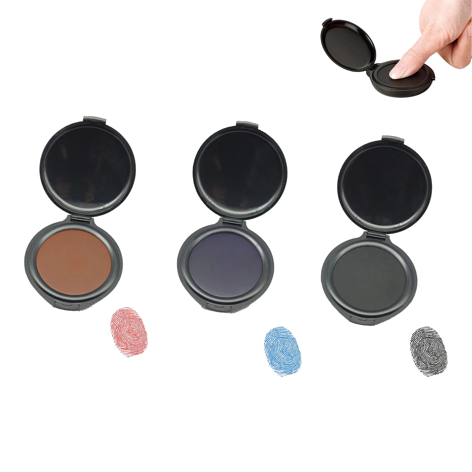 3pcs Ink Pad, Fingerprint Ink Pad, Stamp Pad, Finger Print Ink Pads, Fingerprint Stamp Pad for Office, Bank, Security, Law Enforcement, Easy to Use（Red, Black, Blue）