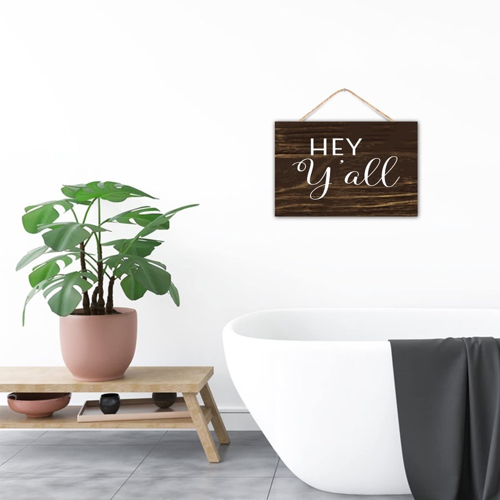 AHYS Targa Portachiavi In Legno Rustico Home Sweet Home – Decorazione Da Parete Con 6 Ganci In Metallo Per Ingresso, Soggiorno, Cucina – Grigio