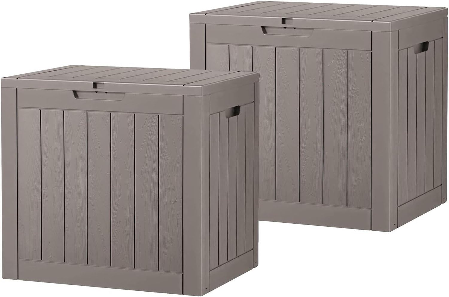 Baulera Exterior Impermeable 130L para Almacenaje Terraza, Rayado Gris