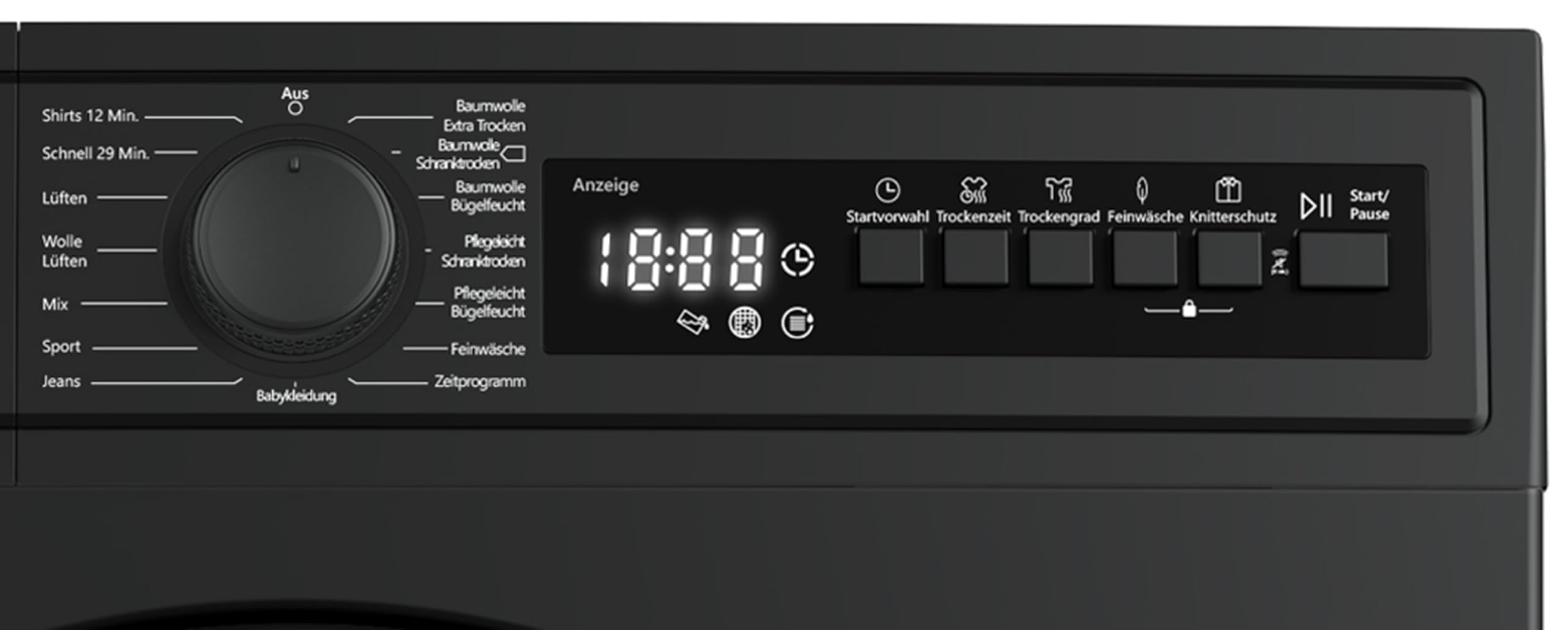 Telefunken T-11-400-DI Kondenstrockner / 7kg Trockner mit 15 Programmen, Startzeitvorwahl, Knitterschutz & reversierenden Trommelbewegungen, dark-inox