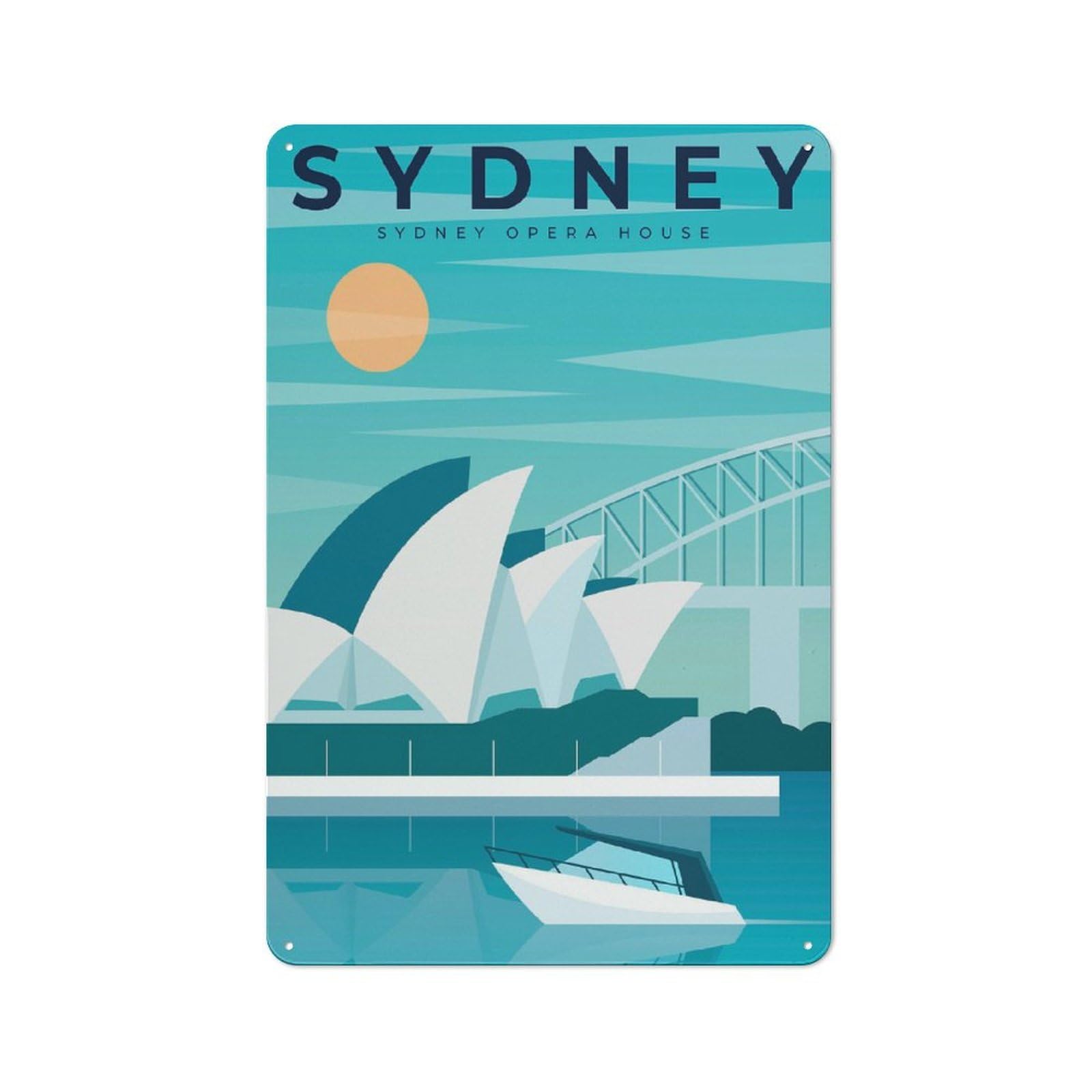 Junmoney Sydney Vintage Tin Sign 30X20cm, Nostalgic Retro Room Decor For Bedroom, Office, Home Bar Or Dining Room