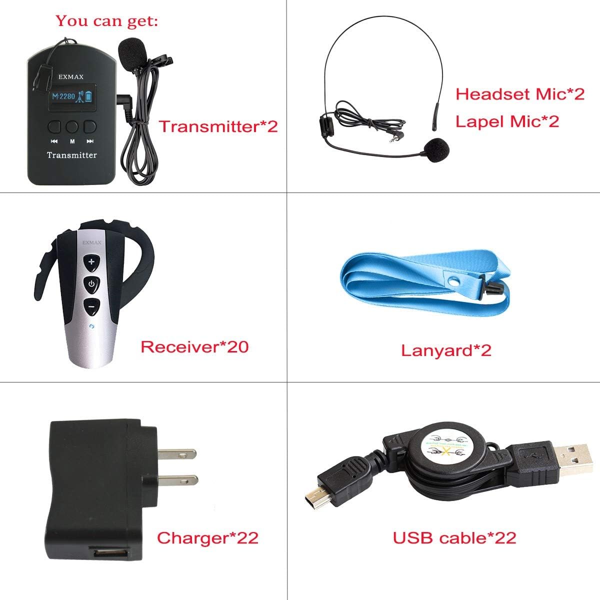 Buy EXMAX 2.4GHz Wireless Bluetooth Audio Tour Guide System EarHook