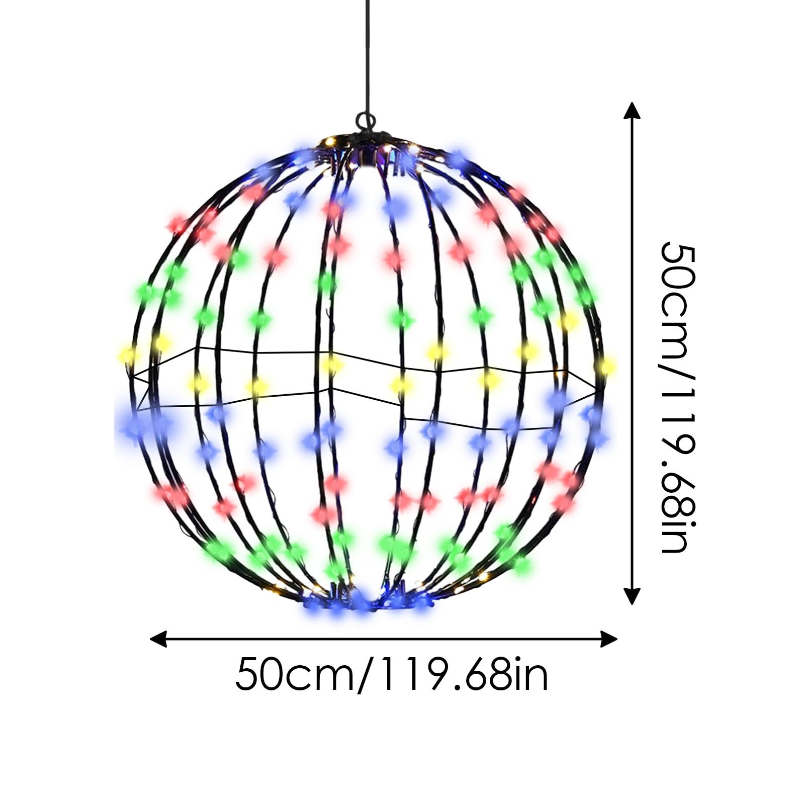 Pallina di Natale a LED per esterni, palline di Natale illuminate per esterni, con struttura in metallo pieghevole e piatta, grandi luci a , luci per portico, patio, decorazione per interni ed