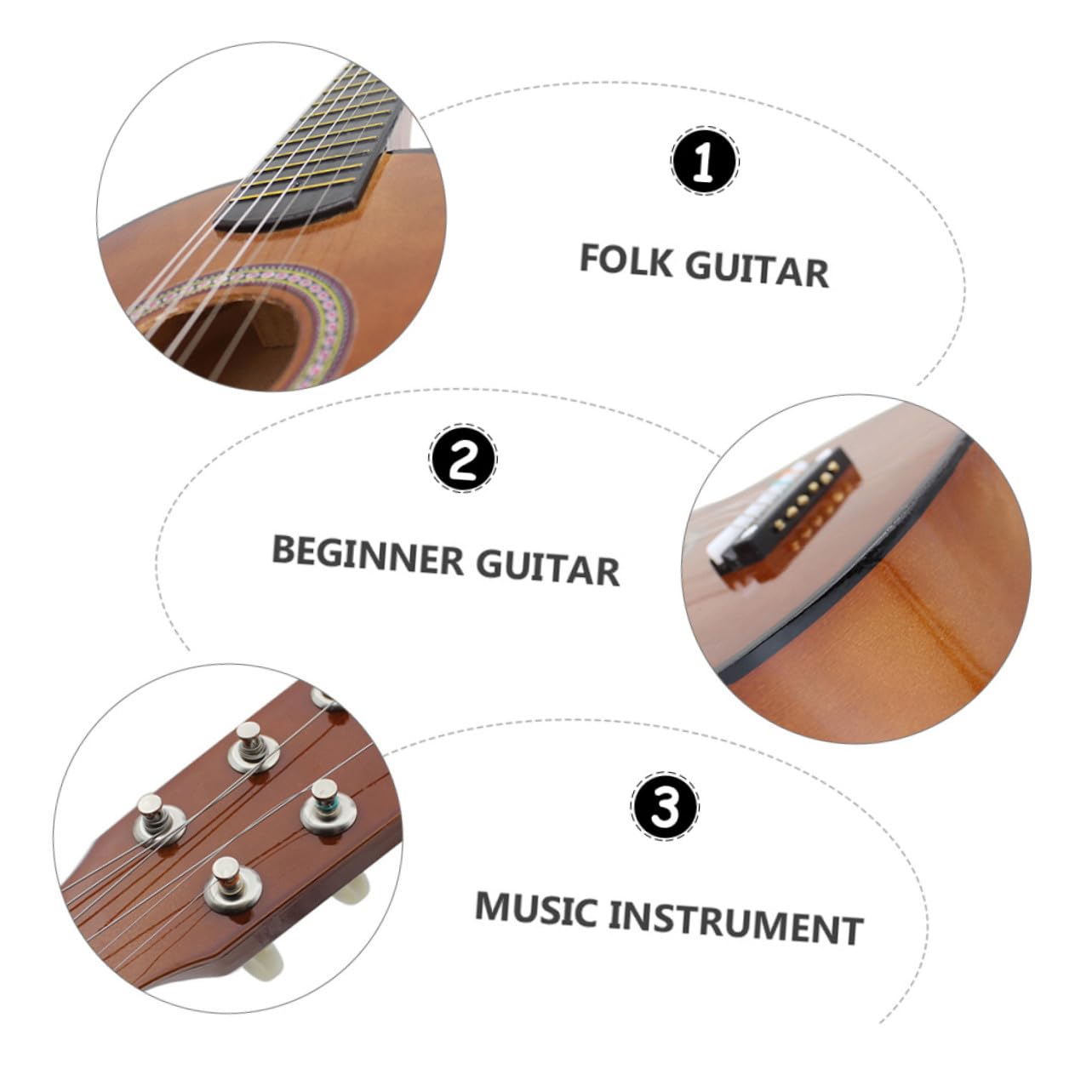 Chitarra per Principianti 23 Pollici in Legno Colore Caffè, Strumento Musicale Comodo da Impugnare Suono Nitido, per Ragazzo Ragazza e Principianti Colore Casuale