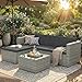 SONGMICS Gartenmöbel-Set, Balkonmöbel aus PE-Polyrattan, Terrassenmöbel, Ecksofa, Outdoor, handgeflochtenes Rattan, Lounge-Set, mit Kissen und Glastisch, Grau GGF005G05