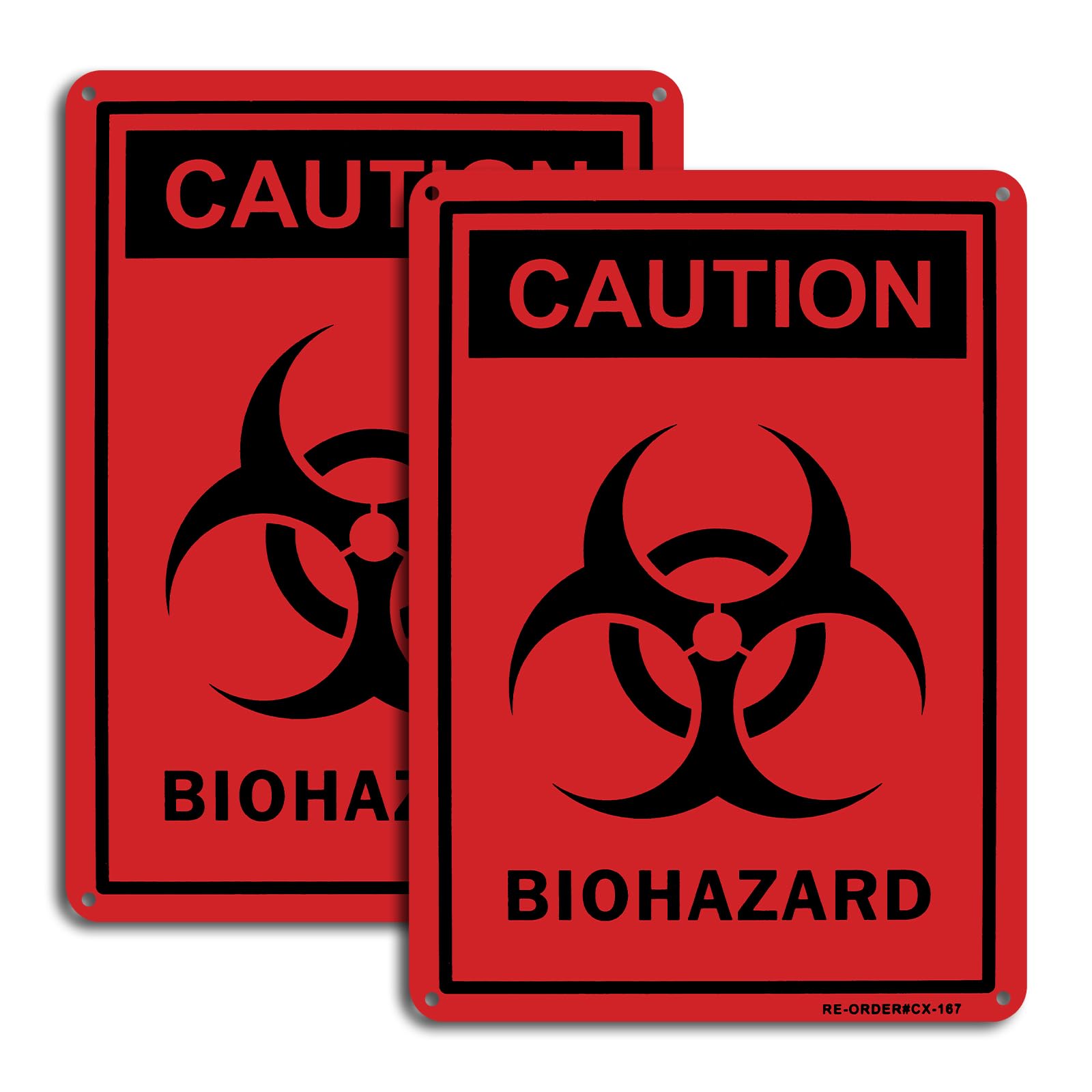 MUXYH 2 Pack "Caution - Biohazard" Sign, 10 x 7 inches .40 Rust Free Heavy Duty Aluminum Reflective Sign, UV Protected and Weatherproof - Easy to Mount