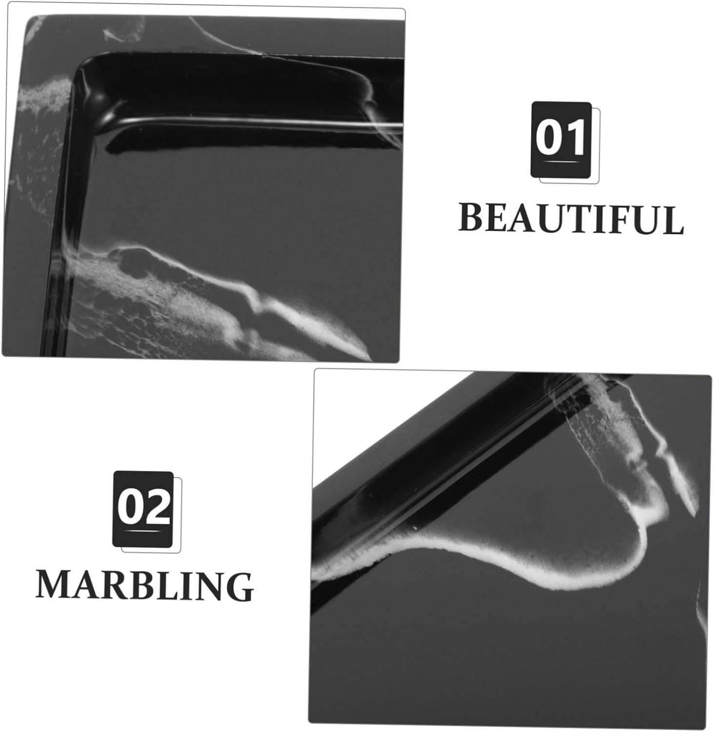 Marbled Organizer Tray Bathroom Vanity Storage Cosmetic Brush Holder Decorative Desktop Storage Plate