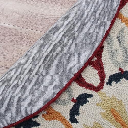 Image of Sifa Carpet Traditional Floral Round Area Rug - Hand-Tufted New Zealand Wool Circular Carpet for Dining Room & Bedroom Weight -39 Pund, Size-8x8 Feet (96x96 Inch Round)