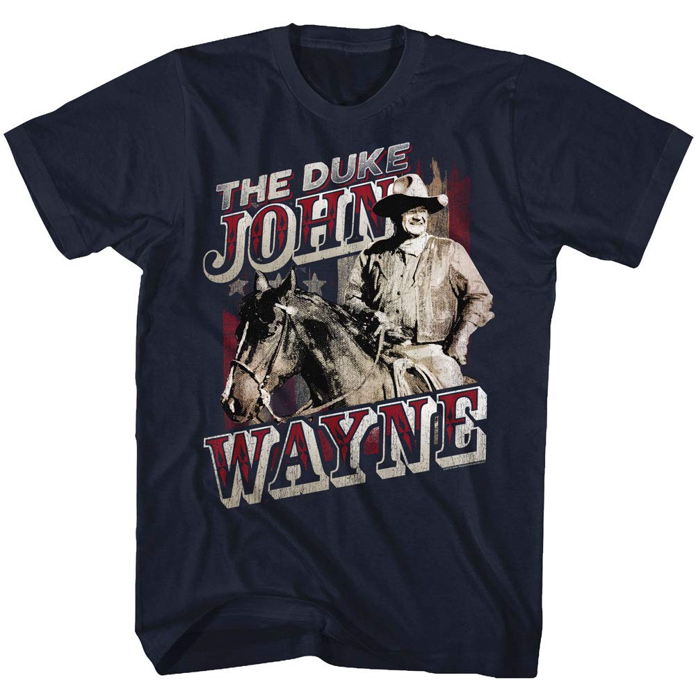 American ClassicsJohn Wayne American Legend Hollywood Actor The Duke on Horse Adult T-Shirt Tee