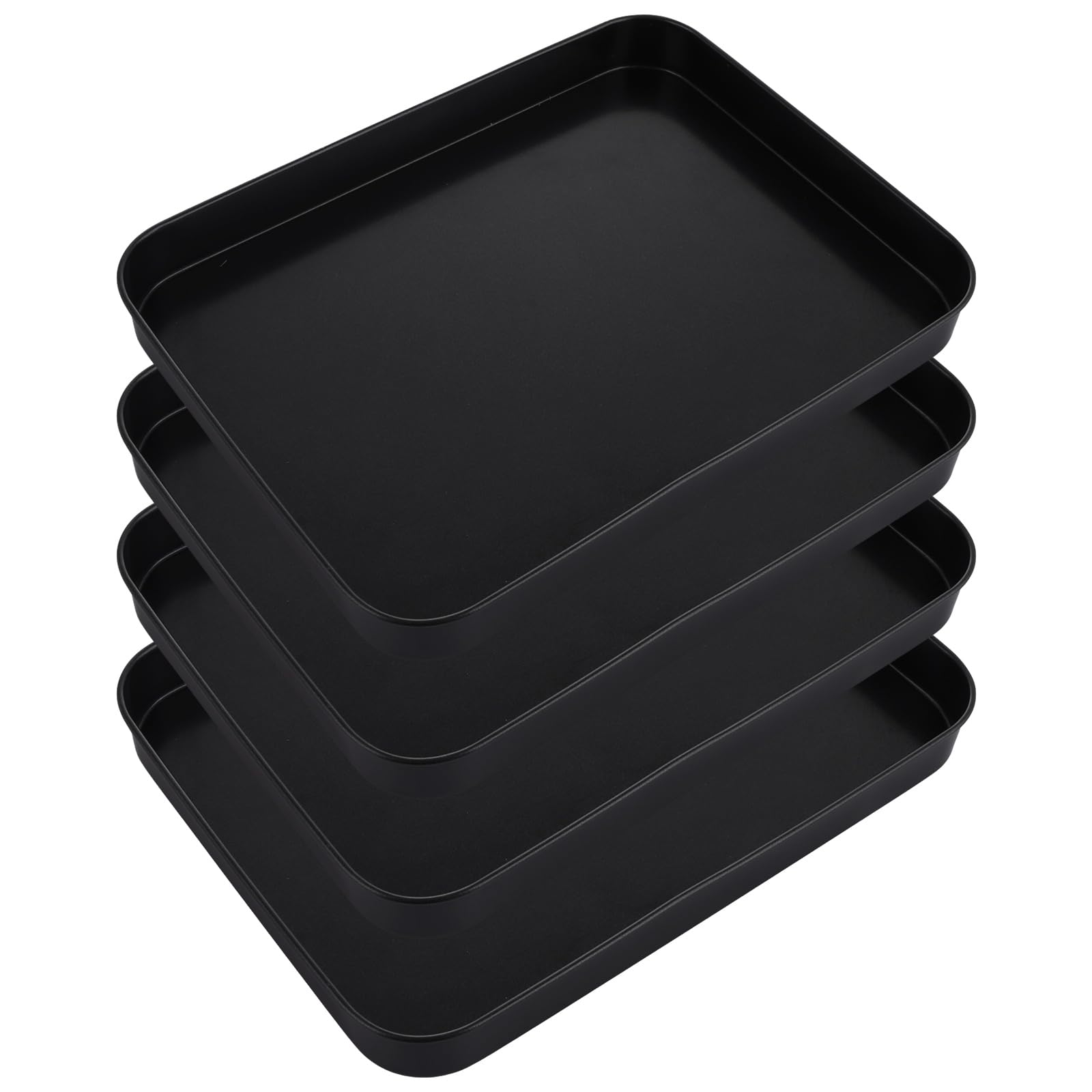 4 teglie da forno piccole, 25 x 19 x 2,4 cm, in acciaio al carbonio, colore nero, antiaderente, teglia rettangolare per forno, cucina, casa, lavabile in lavastoviglie