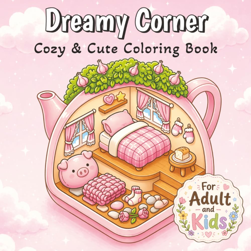 Cozy Corner: Cute & Relaxing Coloring Book Filled with Sweet Cozy Moments for Stress Relief & Creativity