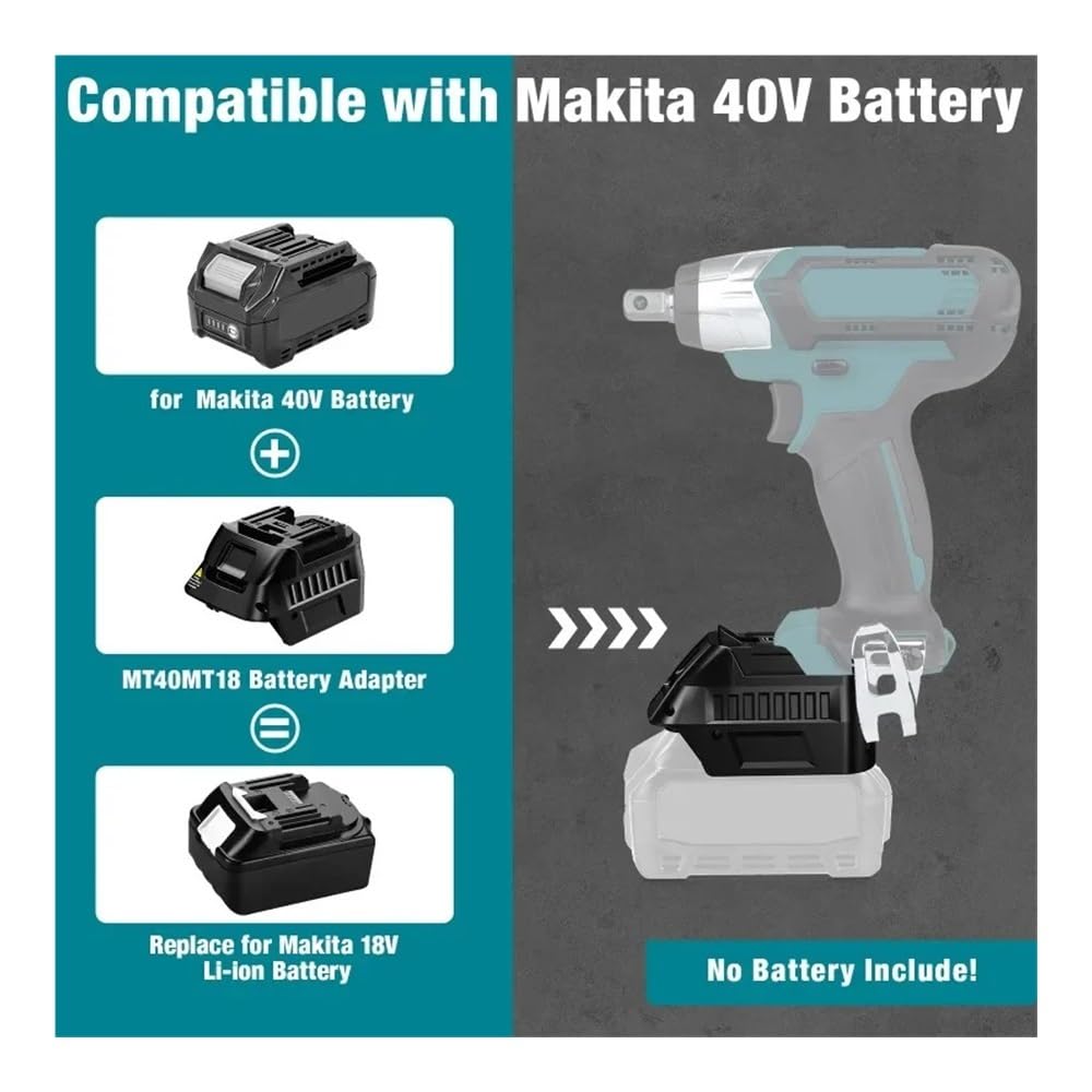 Conversión de batería de Iones de Litio de 40V a Compatible con batería de Iones de Litio de 18V Makita, Herramienta eléctrica inalámbrica, convertidor Adaptador de batería MT40MT18