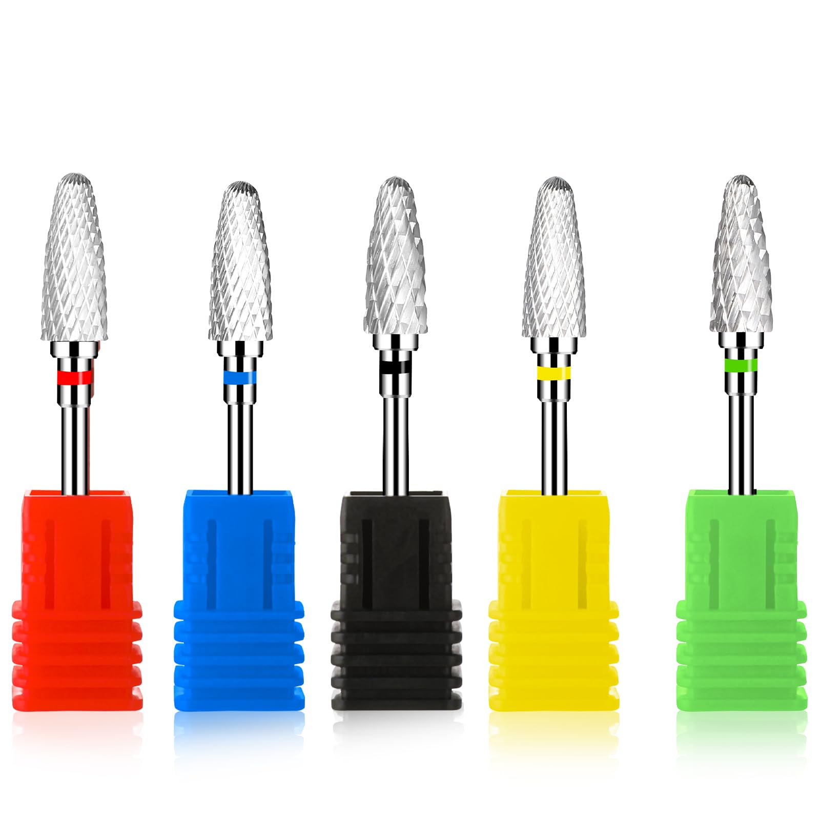 Sibba Ceramic Nail Drill Bits Set 5PCS Professional Corn Shape Carbide Bits Hard Gel Acrylic Removal Rotary Tool Fit Manicure Pedicure Cuticle Gel Nail Polishing Decoration (White) - Image 2