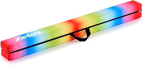 Miniatura 1 de ZELUS Haz de equilibrio de gimnasia plegable de 8 pies, haz de equilibrio de suelo con asas de transporte, base antideslizante para niños,