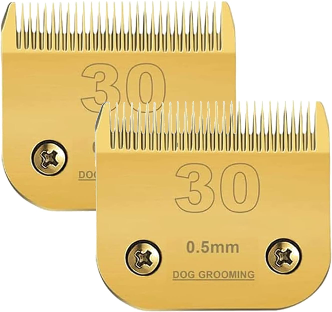 2 Packs #30 Clipper Blade Dog Grooming Compatible with Andis Clippers Detachable Ceramic Sharp Also Compatible with Wahl/Oster Dog Clippers1/50 0.5mm Cut Length (Gold)