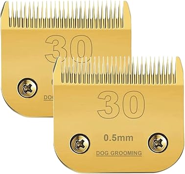 2 Packs #30 Clipper Blade Dog Grooming Compatible with Andis Clippers Detachable Ceramic Sharp Also Compatible with Wahl/Oster Dog Clippers1/50 0.5mm Cut Length Gold