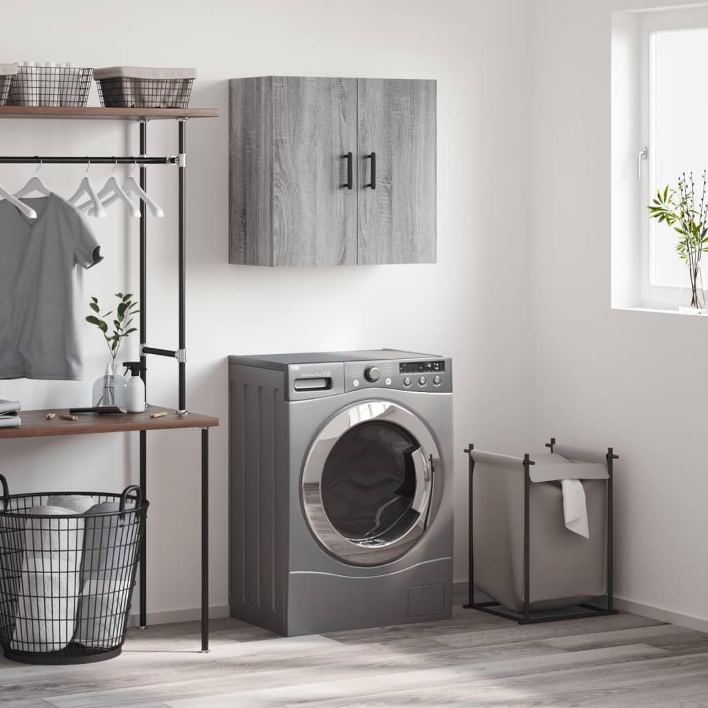 vidaXL Wandschrank, Hängeschrank mit viel Stauraum, Wandmontage Badschrank Medizinschrank, Aufbewahrungsschrank für Wohnzimmer, Grau Sonoma Holzwerkstoff