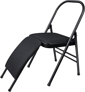 Yoga Chair, Yoga Auxiliary Chair with Lumbar Back Support, Relieve Back Pain Chair Foldable Yoga Chair for Balance Training, Abs & Core, Balance Handstand, Flexibility