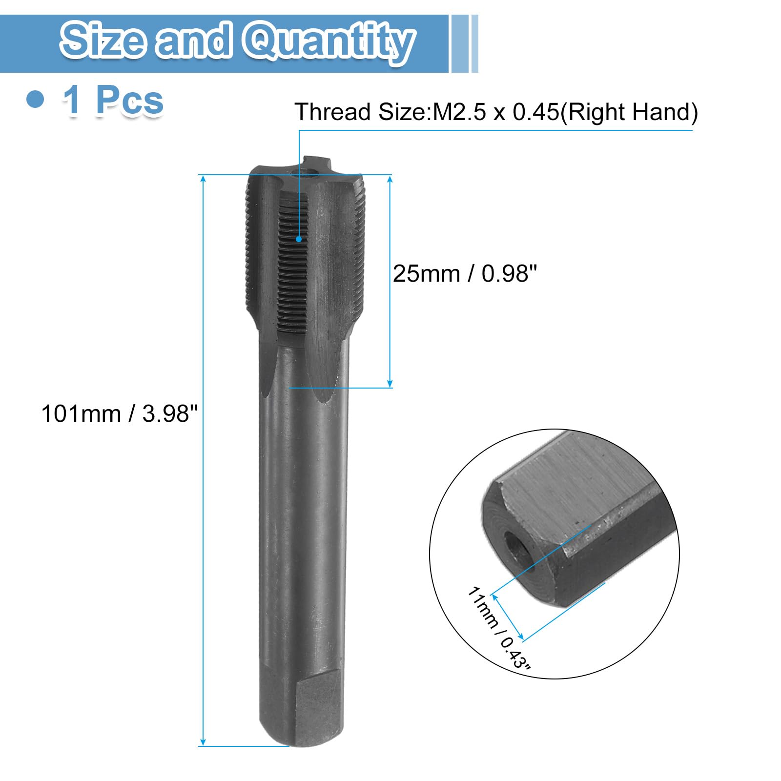 uxcell Straight Flute Screw Taps M18 x 1 H2 Thread HSS6542 Black Nitride Coated Machine Threading Milling Tap Tapping Tools