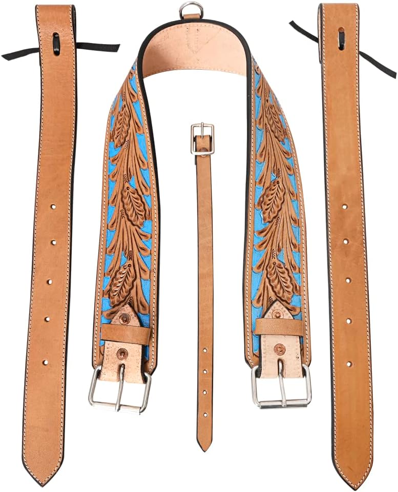 HILASON Horse Western Carved Leather Rear Flank Back Cinch