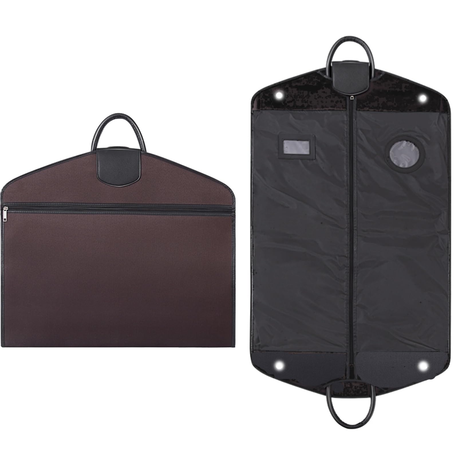 Plegable Funda Traje, Fundas Ropa Armario, Bolsa Portátil con Ventana y Dos Asas para Chaquetas y Camisas(Brown)