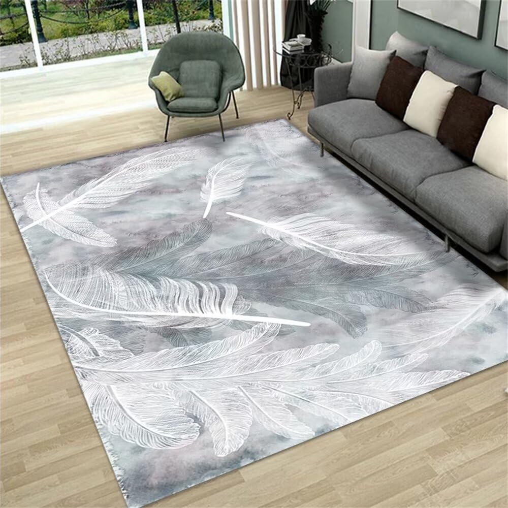 Tapis Long Tapis Design Salon Tapis de Chambre à Coucher de Salon de Conception d'impression de Plumes de Luxe léger Facile d'entretien Peut être personnalisé Tapis Absorbant 70X140CM