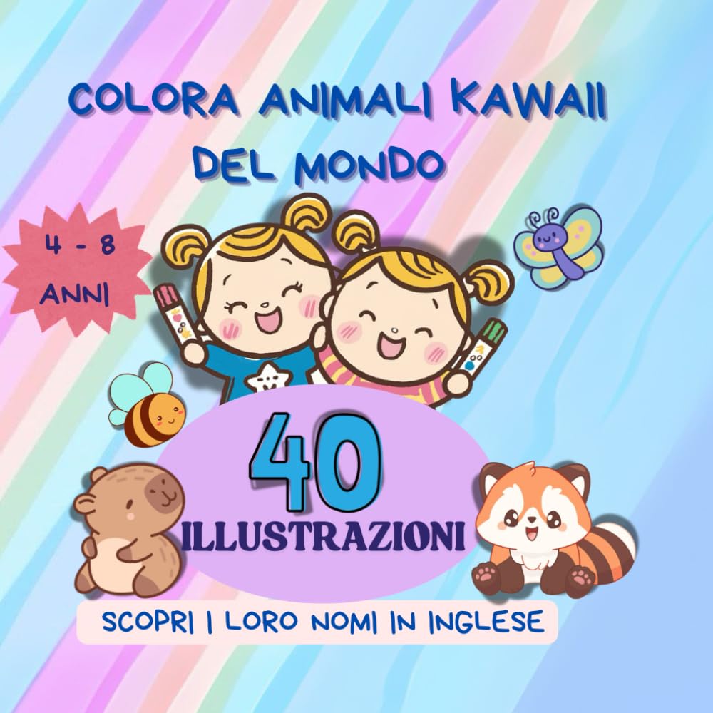 Colora animali Kawaii del mondo: scopri i loro nomi in inglese