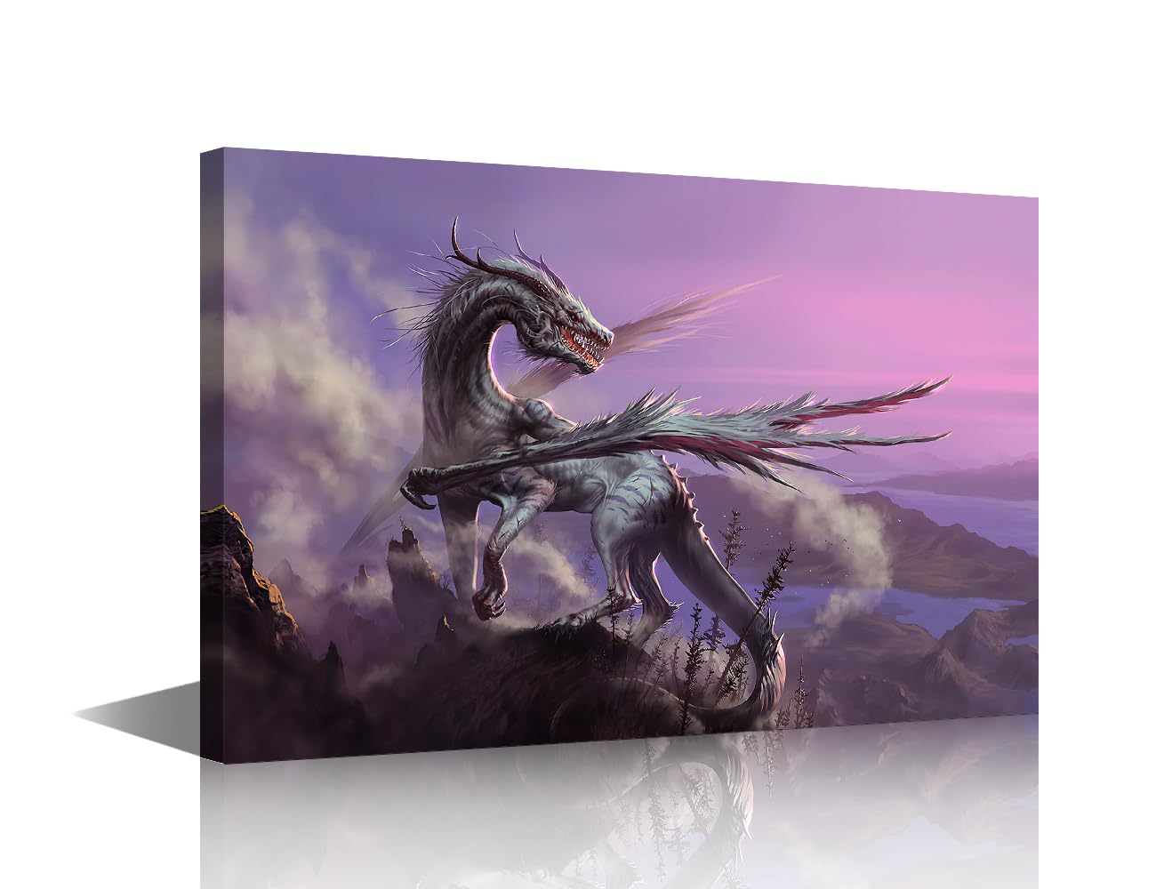 Large Size Fantasy Dragon Posters and Prints Wall Art Canvas for Bathroom Decor Fantasy Wild Animals Wall Art Norse Home Rustic Decoration Poster Decor Fantasy Wall Decor Ready to Hang Framed24x16in
