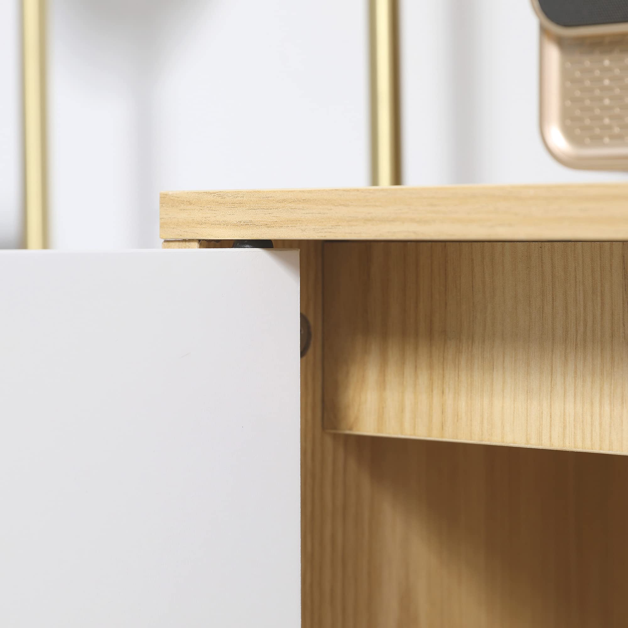 HOMCOM Mobiletto Multiuso Moderno in Truciolato e Legno di Pino con Ripiano Interno Regolabile su 3 Livelli, Mobile per Ingresso Soggiorno Cucina e Bagno, 77x35x77.5 cm
