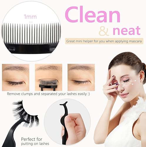 Miniatura 4 de Rizadores de pestañas Kit de cepillo para cejas para mujeres con rizador de pestañas, peine separador de pestañas, cepillos de rímel, pinzas de