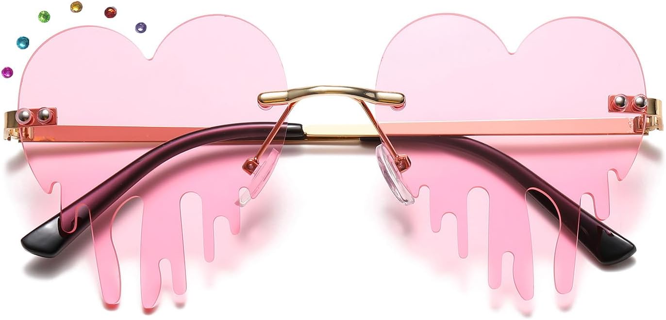 Melting Heart Sunglasses Dripping Heart Shaped Sunglasses Rave Sunglasses for Women Men