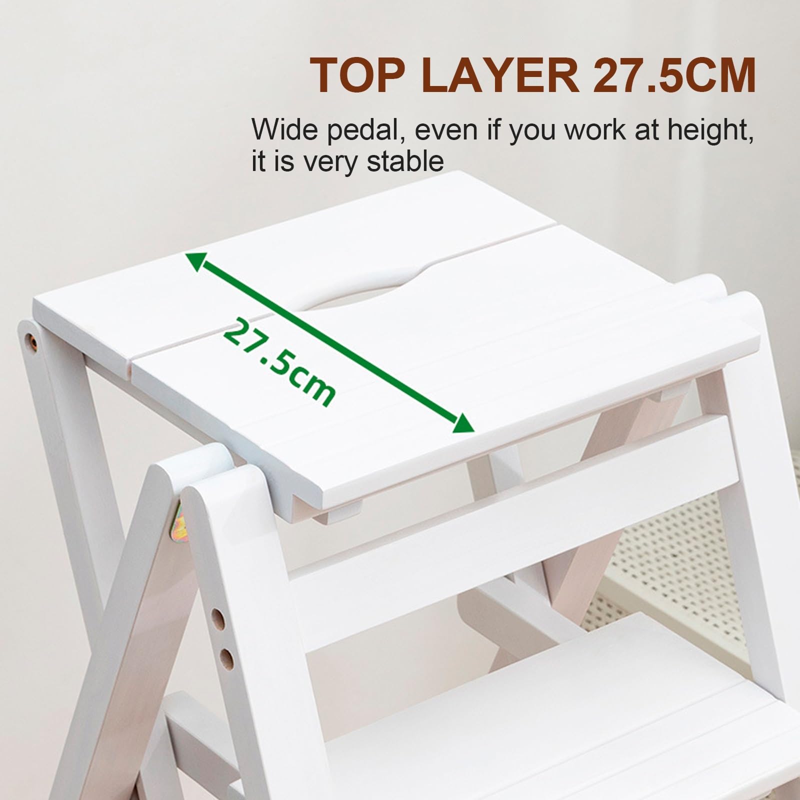 Taburete plegable de madera, escalera antideslizante portátil para cocina, cafetería, armario, cama, taburete versátil de 3/4 escalones para un alcance seguro y soluciones de almacenamiento
