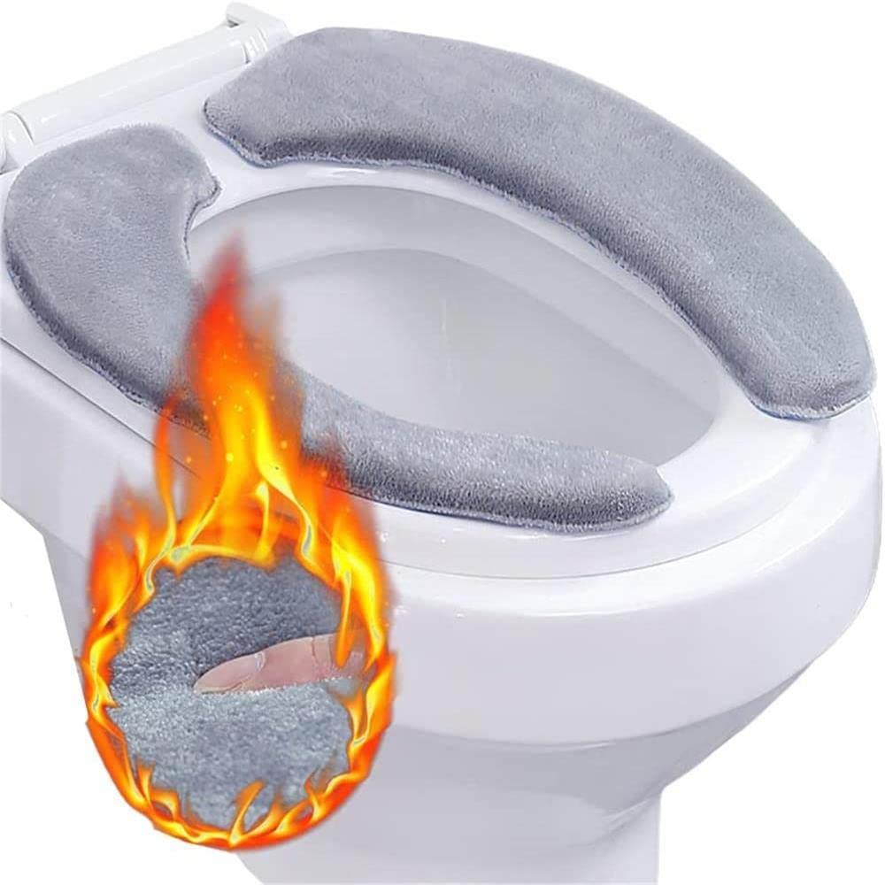 OMEIU Store Bathroom Toilet Seat Closestool Washable Soft Warmer Mat Cover Pad Cushion Cover (Grey)
