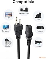 Vista 3 de CableCreation [Paquete de 2] Cable de alimentación universal de 1 pie 18 AWG para cable NEMA 5-15P a IEC320C13, 1.0 ft / negro