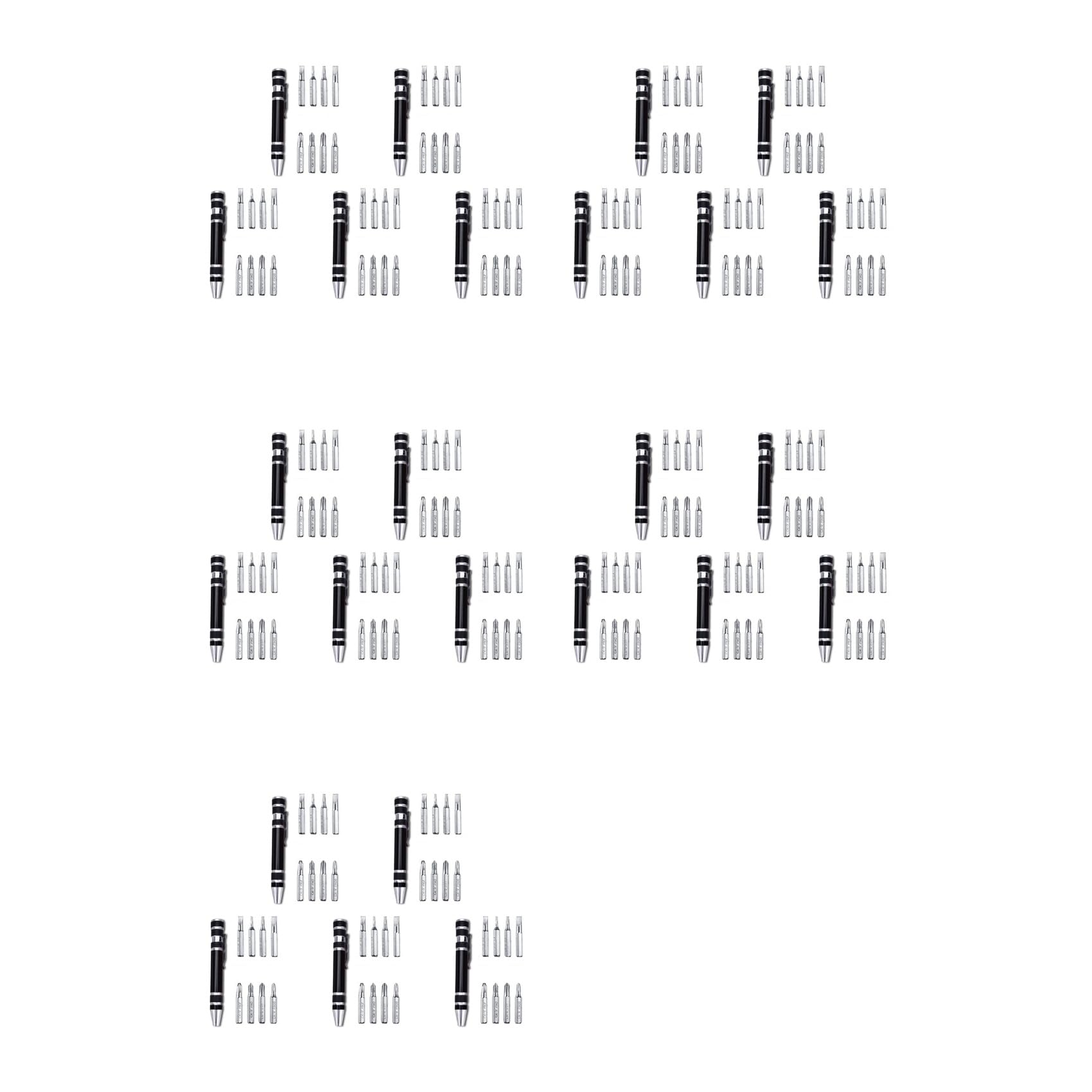 Tournevis en alliage d'aluminium noir type stylo avec 25 embouts de précision