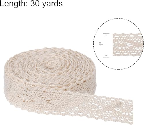 Miniatura 7 de MECCANIXITY Cinta de encaje de algodón de 10 yardas y 1.2 pulgadas para manualidades, envoltorios de regalo, diademas, boda, color blanco, estilo 13