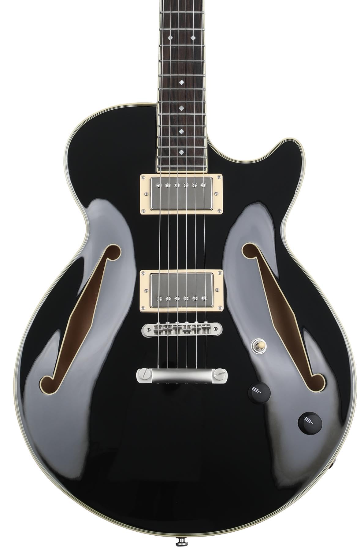 D'Angelico Excel SS Tour Solid Black Semi-Acoustic Guitar with Gig Bag