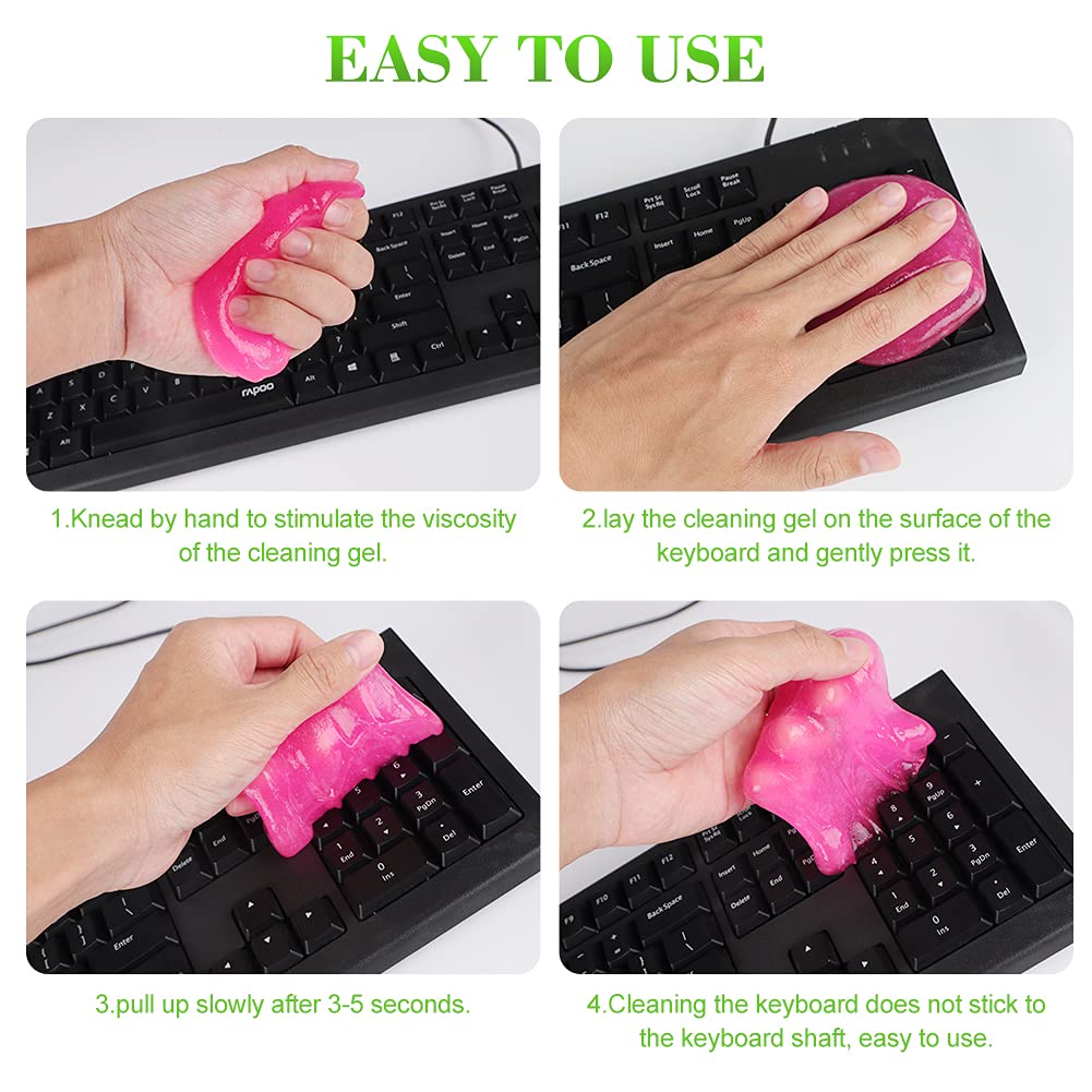 4 Stück Tastatur Reiniger Gel - Reinigungsgel für Auto Innenraum Reiniger, Keyboard Cleaner, Reinigungsschleim Universeller Staubreiniger für Auto, Laptops, Computers, Kameras, Drucker, 80g x 4 Farben