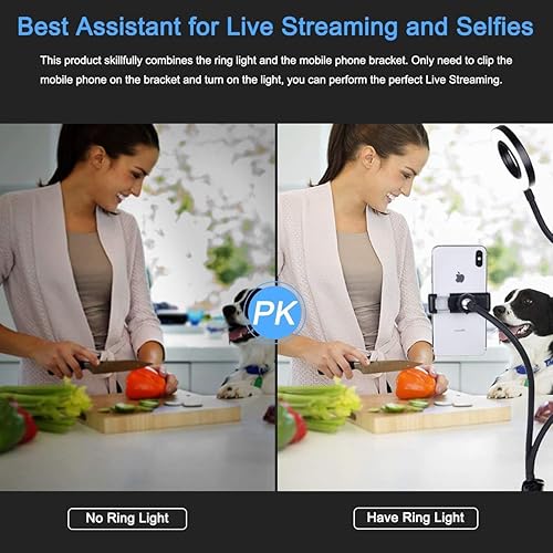 Miniatura 9 de Acuvar Kit de inicio de vlogging para iPhone, Android con trípode de 10 pulgadas, 36 luces LED, soporte para teléfono y micrófono de mini escopeta