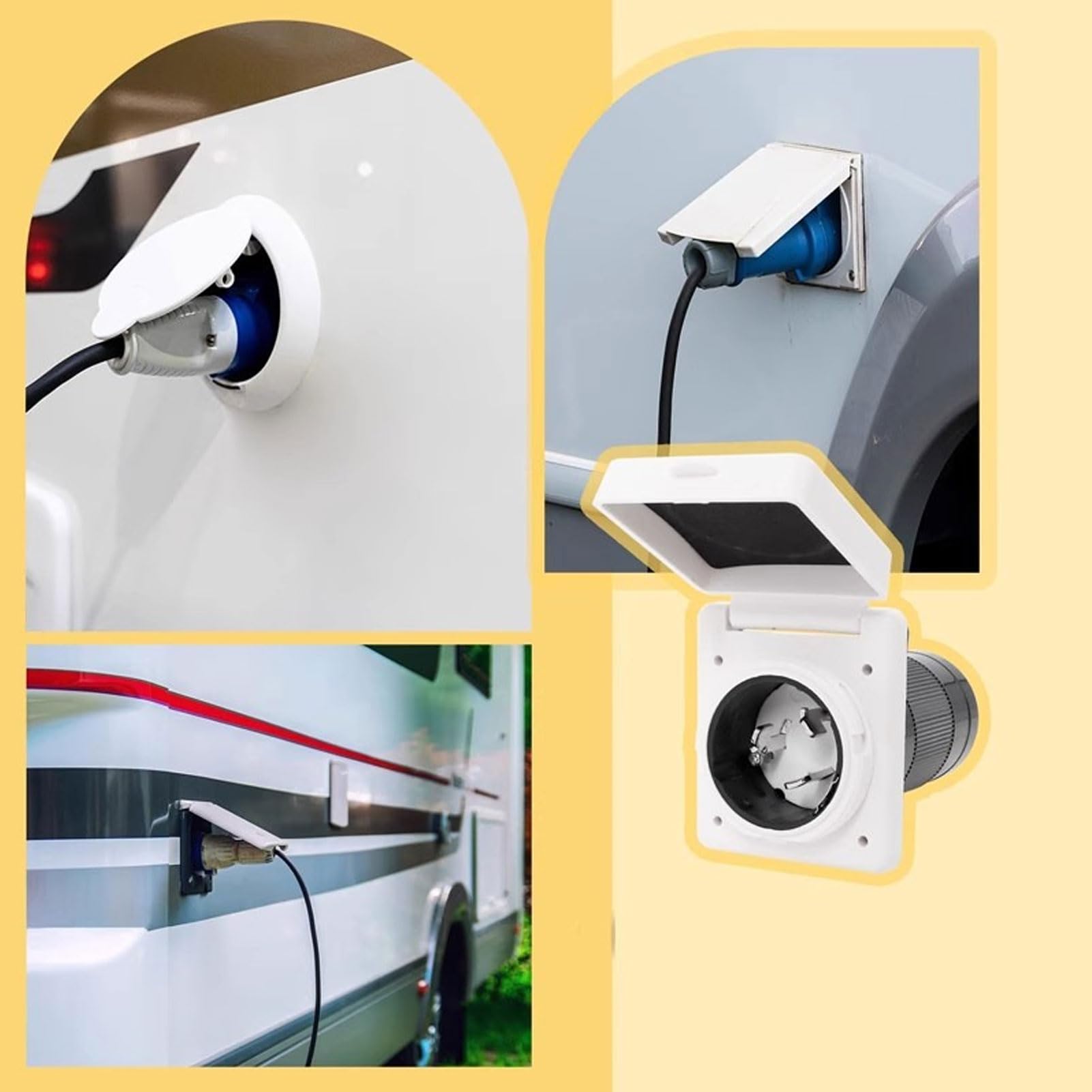 Marhynchus 30A RV Power Inlet Outlet Kit Shore NEMA L5 30P Connettore Maschio e NEMA L5 30R Connettore Femmina con Anello di Bloccaggio Copertura Protettiva per Carovane