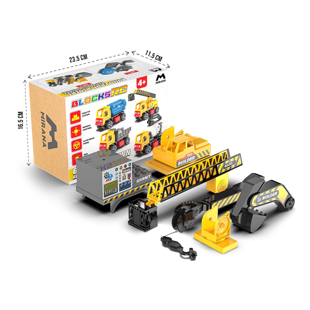 Mirana Build Your Own RC Construction Toy Set for Kids - Remote Control Truck - Multiple Assembly with Auto Drive Mode - AA Battery Operated - Gift for Boys & Girls 4+ Years (Expansion Set 2) 1