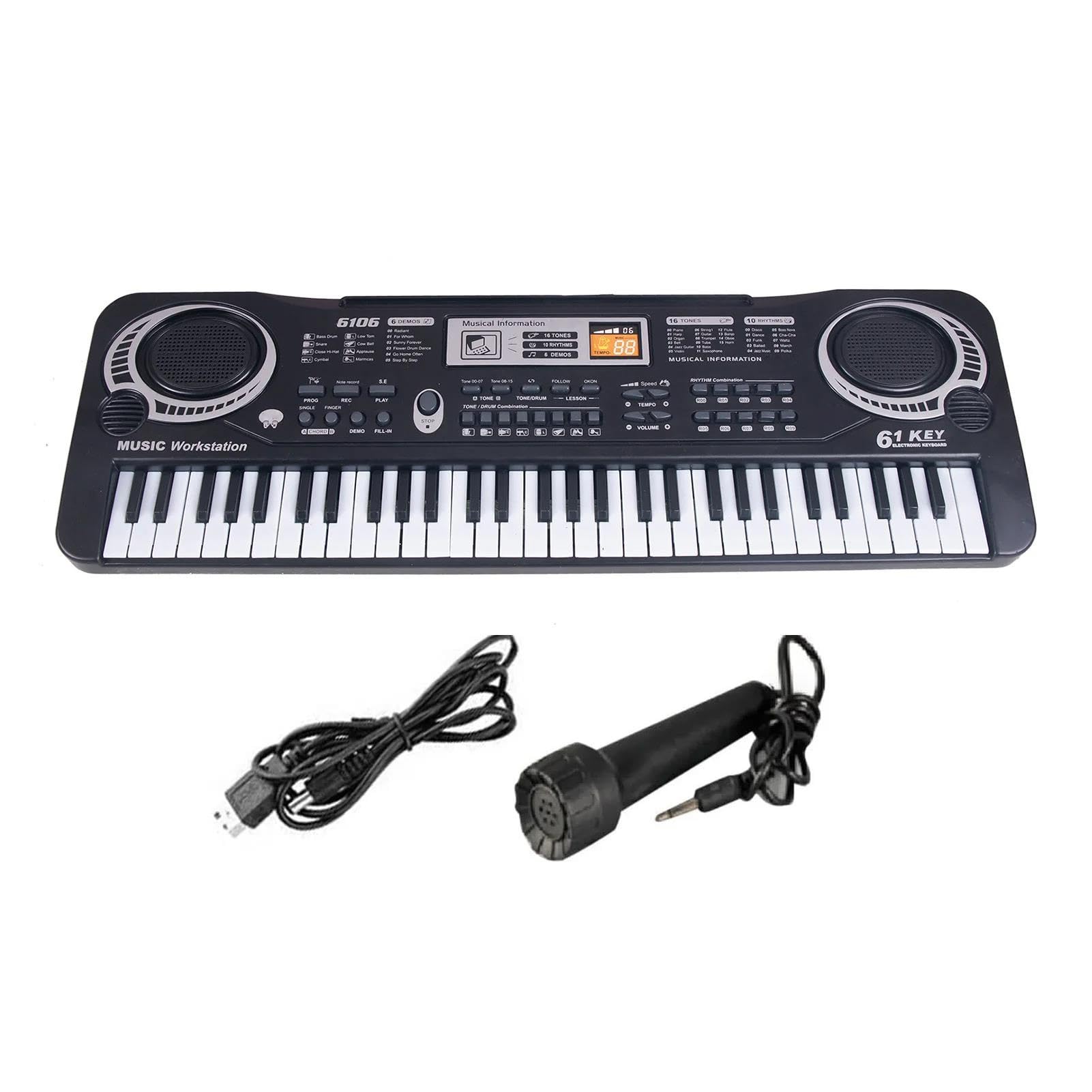Elektroniczny Instrument Fortepianowy Profesjonalny Elektroniczny Keyboard Dla Początkujących 61 Klawiszy Czarny Cyfrowy Instrument Muzyczny