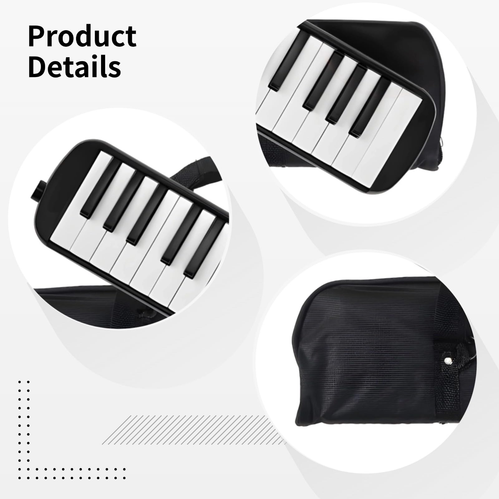 Tastiera melodica nera a 32 tasti con borsa per il trasporto, pianoforte ad aria per principianti, amanti della musica e studenti