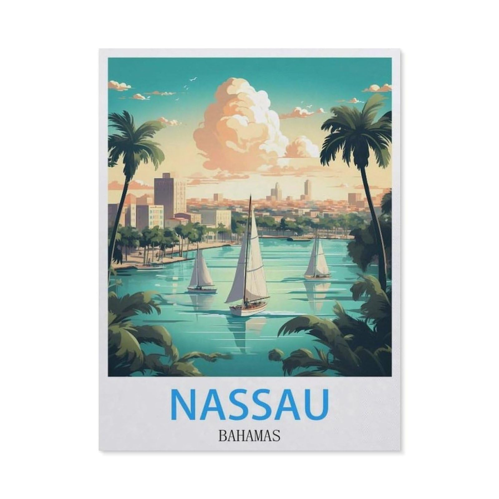BEAYODKP Diamond Painting，Nassau Bahamas,Full Round Diamond Embroidery Kits Cross Stitch Crystal Rhinestone Pictures Arts Craft Home Wall Decoration（50 x 60 cm/19.68 x 23.62 inches）-BX58