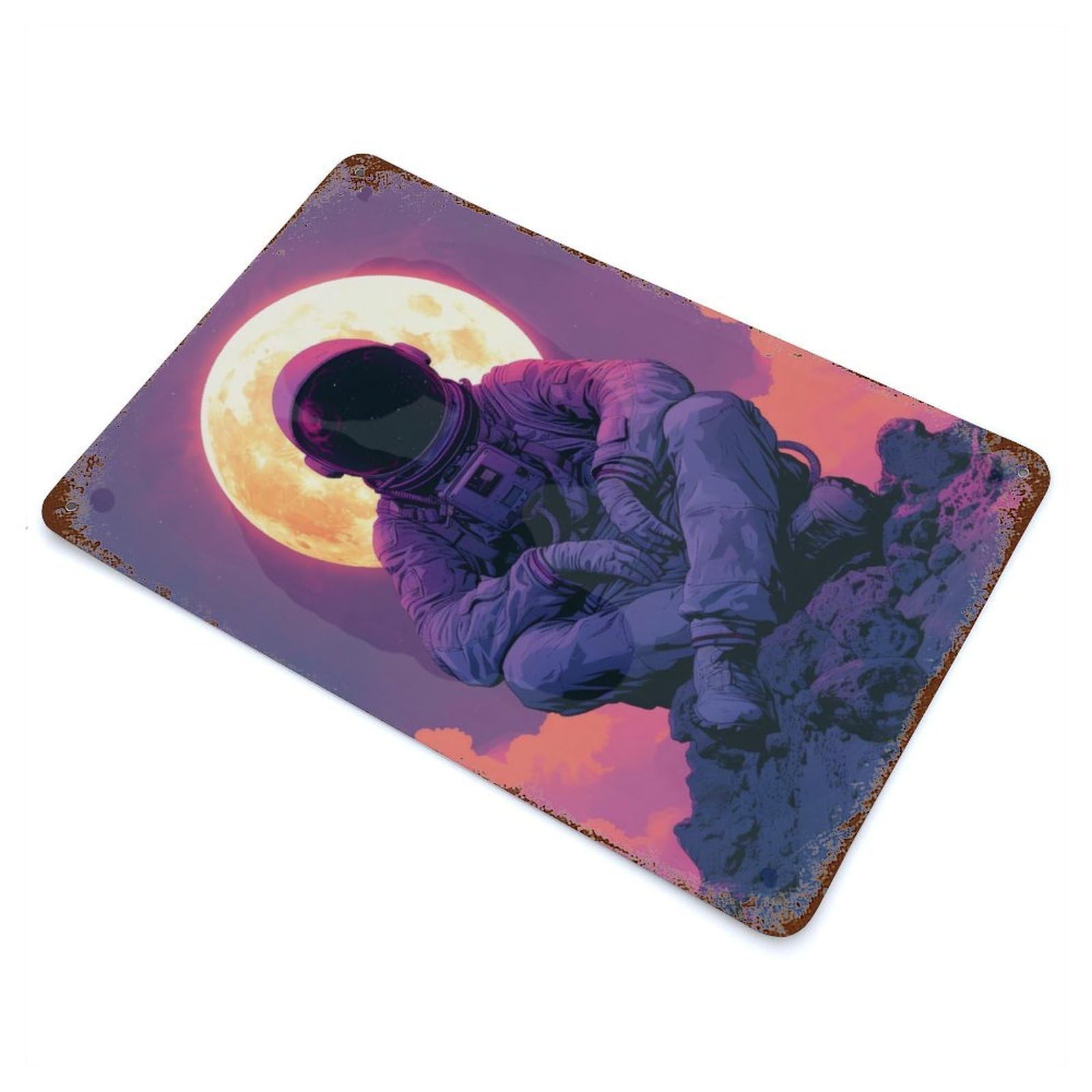 Chilling Astronaut Retro Metal Sign 11.8"x7.9", for Pub, Kitchen And Man Cave Decor, Industrial Home Decor