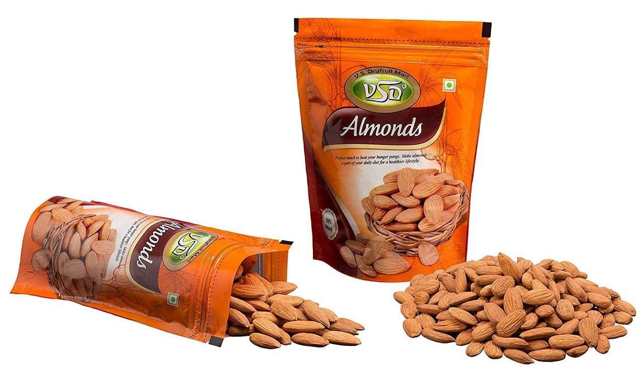 VSD Premium 100% Natural Almond (Badam) California Selected | Badam Dry Fruits/Badam Giri/High in Fiber & Boost Immunity/Natural Badam | Pack of 2 (250Gm Each), 500Gm (B07TFDJD83) Amazon Price History, Amazon Price Tracker